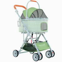 Poussette pour animaux de compagnie 3-en-1 en aluminium détachable avec hauteur de poignée réglable, 4 roues, pliable, sac en maille lavable pour chats et chiens