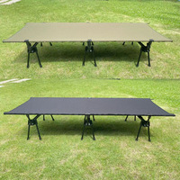 Lit pliant unique avec cadre argenté, breveté, capacité de charge de 250 kg, lit de camping portable léger pour l'extérieur