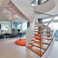 CBMMart escalier intérieur moderne en verre trempé forme ronde escalier circulaire design escalier en colimaçon escalier en verre incurvé