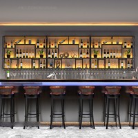Meuble mural créatif en fer pour bouteilles de vin, design industriel moderne, panneau doré/noir, meuble de bar suspendu pour la maison