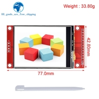 Module de port série TZT 2.4 "240x320 SPI TFT LCD + adaptateur PBC 5V/3.3V Micro ILI9341 / ST7789 LED blanche (avec tactile) pour Arduino