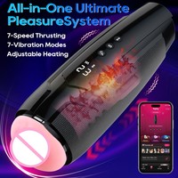 Elektrischer Masturbator mit Heizfunktion, Oraler Stimulation, Stoß- und Vibrationsfunktion, App-Steuerung, Realistischer Kanal, Fernbedienung, Männlicher Masturbationsbecher