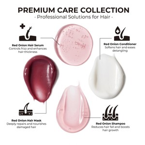 Kit de Soins Capillaires à l'Oignon Rouge pour Cuir Chevelu Irrité, Traitement Naturel <span class=keywords><strong>Anti</strong></span>-<span class=keywords><strong>Chute</strong></span> et Favorisant la Croissance, Marque Privée, Shampoing et Après-Shampoing - Product Image 5