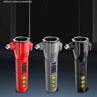 Marteau de sécurité d'urgence portable rechargeable pour voiture avec lampe torche LED, brise-vitre, outil d'évacuation d'urgence