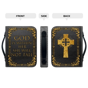 Nuova Custodia per Bibbia in Pelle PU Stampata Multimisura con Cerniera, Personalizzabile in Fabbrica, Borsa da Chiesa con Scomparti per Penne e Tasche - Product Image 3