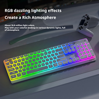 Teclado Inalámbrico Mecánico de Membrana FREEWOLF M104 Tri-Modo 2.4GHz USB Tipo-C, 104 Teclas, Silencioso, Retroiluminación RGB, Ultra Delgado, para Juegos