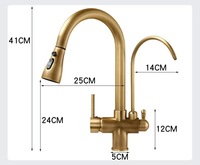 Robinet de cuisine classique en laiton avec double poignée, mitigeur mural eau chaude et froide pour salles de bain de style européen