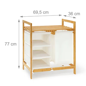 Commercio all'ingrosso 3 scomparti scaffale originale <span class=keywords><strong>cesto</strong></span> di bambù <span class=keywords><strong>cesto</strong></span> con tessuto di lino <span class=keywords><strong>bianco</strong></span> borsa di stoccaggio 3 livelli cassetto - Product Image 5