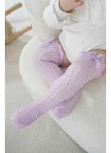 2025 printemps nouveau bébé filles 1-8 <span class=keywords><strong>ans</strong></span> sans <span class=keywords><strong>talon</strong></span> planche droite coton confortable genou haut arc bébé chaussettes - Product Image 6