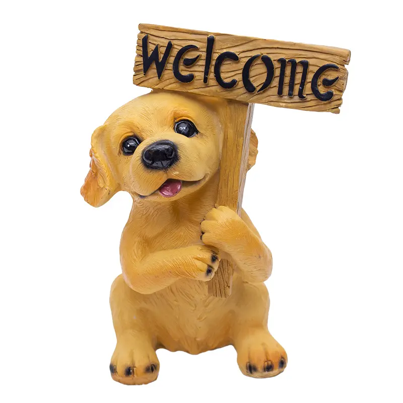 Resin Crafts Welcome Dog Animal Statues Holiday Gifts Decoration