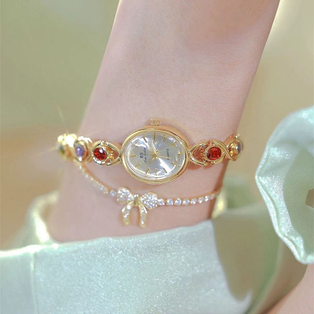 BS Bee Sister 1726 FA1726 Trending Luxury Ladies Quartz Watch Waterproof Colored Stone Wristwatches for Girls Montre Femme Reloj