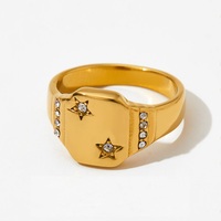 Fashion Minimalist Engraved Moon Star Passt Eternity Band Ringe 18 Karat vergoldete Edelstahl ringe für Damen schmuck an