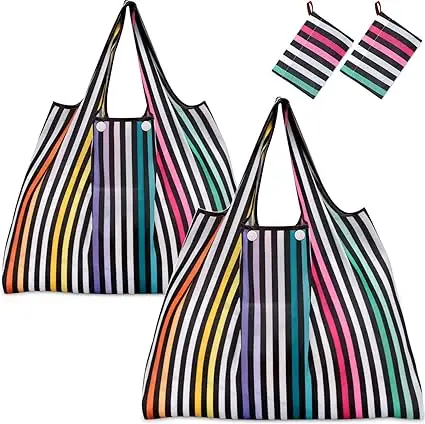 Rainbow Reutilizável Mercearia Nylon Bolsa Sacos Eco Folding Tote Shopping Bag Tecido de poliéster impermeável cabe no bolso