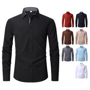 Camicia da <span class=keywords><strong>Uomo</strong></span> Sottile con Perline, Tinta Unita, Maniche Lunghe, Casual, Slim-fit, Elegante, Lavabile in Lavatrice - Product Image 3