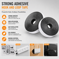 Bande auto-agrippante adhésive en nylon et polyester de 38 mm, blanche et noire, avec colle forte thermofusible, pour usage industriel et bricolage
