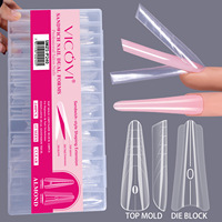 Formes à ongles doubles transparentes en amande, 240 pièces, 15 tailles, moule divisé pour extension d'ongles, outil professionnel pour salon de manucure