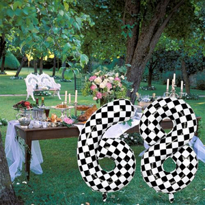 Black White Checkered Numbers 0-9 Foil <b>Balloon</b>, 40 Inch <b>Balloon</b> for Kids Birthday Party Supplies - Product Image 6