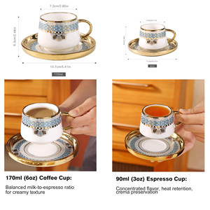 <span class=keywords><strong>Set</strong></span> di Tazze e Piatti in Ceramica e Porcellana con Bordo Dorato, Stile Moderno Occidentale di Lusso per Tè del Pomeriggio Britannico - Product Image 2