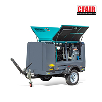CFAIR 185 Cfm/5,2 M3/Min 7bar Venta caliente remolcable compresor de aire más pequeño para Jack Hammer