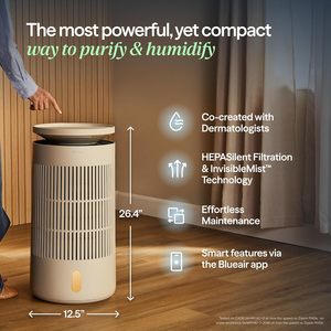 Purificador de Aire y Humidificador 2 en 1 Blueair Pro, HEPASilent, para Habitaciones Grandes, Color Blanco, Cable Eléctrico - Product Image 3