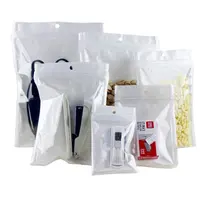 स्टॉक में सफेद स्पष्ट स्वयं गर्मी सील प्लास्टिक खुदरा बैग के साथ खाद्य पैकेजिंग के लिए खिड़की यिन-यांग जिपर बैग