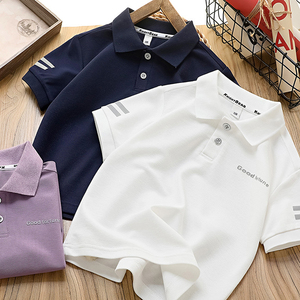Polo d'été pour enfants à manches courtes, décontracté, séchage rapide, col à revers, respirant, T-shirt de sport tendance, vente en gros - Product Image 3