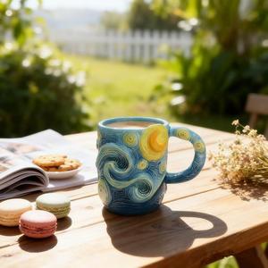 Nouveauté en vente chaude, tasse à café en résine avec des motifs d'étoiles de <span class=keywords><strong>Van</strong></span> <span class=keywords><strong>Gogh</strong></span>, décorations de bureau à domicile, cadeaux de vacances - Product Image 4