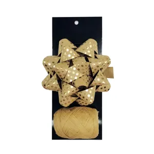 Low Price Christmas Cookie Box Decorative Kraft Paper Candy Gift Bows Craft Foldable Round Paper Gift Bow