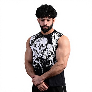Men's Custom High Quality Trendies DTG Printed <b>Skull</b> Design Tank <b>Top</b> 280 Grams Loose Fit Streetwear Casual Tank <b>Top</b> - Product Image 5