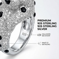 Anneaux en argent sterling 925 de marque célèbre, motif léopard, grand saphir bleu, zircone, anneaux classiques pour femmes, bijoux