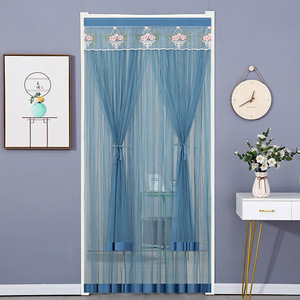 Sheer bedroom curtain, self-adhesive double-layer short indoor door curtain, Velcro, no <b>drilling</b> required, lace, new style for - Product Image 5