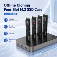Docking Station SSD NVMe PCIe Gen3x4 M.2 4-Bay Offline Clone 20Gbps USB3.2 Gen2x2 Aluminium PD45W Maks 8TB M Key SSD
