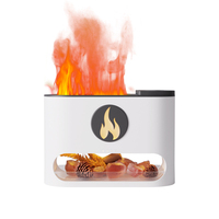 Humidificateur d'air électrique ultrasonique USB 240 ml, diffuseur d'arômes à flamme 7 couleurs avec pierre de sel de l'Himalaya pour huiles essentielles