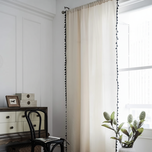 Cortinas de encaje con borlas de algodón de cáñamo transparentes sólidas indias personalizables ecológicas al por mayor cortinas sombreadas a prueba de polvo para - Product Image 1