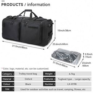 BSCI Factory Custom Rolling Duffel Travel Duffel Bag <b>Wheeled</b> Duffel <b>Suitcase</b> Luggage - Product Image 6