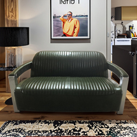 Canapé chaise longue en cuir rétro industriel 3 places, rembourré, pour appartements et salons d'hôtels