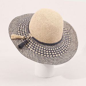 Chapeau de paille Panama à large bord tressé à la main, style européen et américain, élégant, rayé, décontracté, pour la plage et les vacances, collection 2025 - Product Image 4