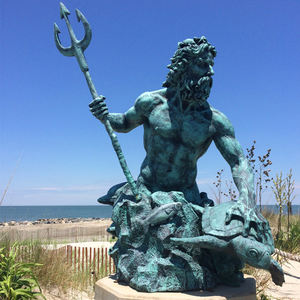 Индивидуальные знаменитые греческие боги скульптура гигантские огромные бронзовые статуи Посейдона с алебардом и черепахой фэншуй - Product Image 2