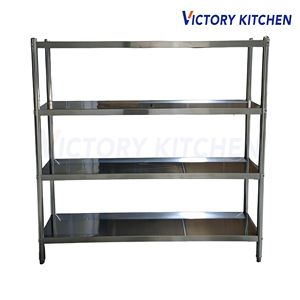 Victory <b>Kitchen</b> Silver Stainless Steel 4-Tier Floor Type Non-Folding <b>Storage</b> <b>Rack</b> <b>Kitchen</b> Tools Eco-Friendly Adjustable - Product Image 6