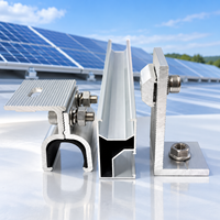 Système de montage solaire en aluminium : Rail, Collier intermédiaire, Collier d'extrémité, Support en L pour structure de panneaux photovoltaïques