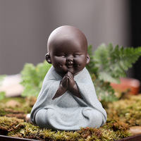 Poupées créatives en céramique pour bébé, 2 pièces, jolie Figurine de singe, ornement cadeau, Statue de bouddha chinois, artistique
