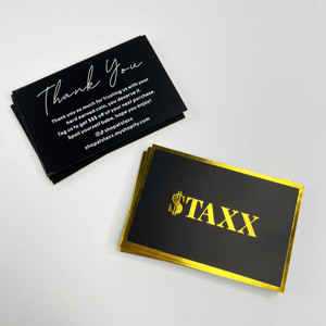 Custom Matte Black Thank You <b>Cards</b> Gold Foil Border Hot Stamping Logo Luxury Paper Apparel Boutique <b>Gift</b> Greeting <b>Cards</b> - Product Image 6