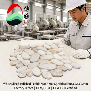 Mosaico de Piedras de Río Planas de Diseño Japonés Blanco Natural Ecológico para Alfombrillas de Baño y Piscinas Exteriores - Product Image 6