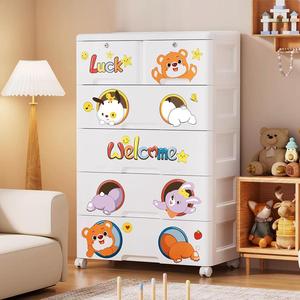 Armoire pour bébé de <span class=keywords><strong>64</strong></span> cm de large, 5 niveaux, tiroirs de rangement en plastique, armoire pliable avec roulettes, armoire en plastique pour la chambre de bébé - Product Image 3