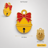 Broche clochette unique en émail souple 2D, plaqué or, bijoux de Noël, vente en gros, épingles de revers, badges personnalisés, usine OEM
