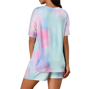 Crew Neck Short Sleeve Solid Color Breathable Spring Summer Casual Wear High Quality Women's 2 Piece <b>Knitted</b> Shorts <b>Set</b> - Product Image 2
