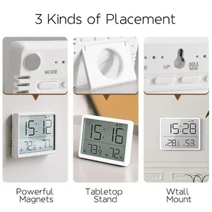 LCD kỹ thuật số Đồng Hồ Báo Thức Lớn LED máy tính để bàn treo tường tủ lạnh ngày nhiệt độ độ ẩm hiển thị cho phòng ngủ trang trí - Product Image 3