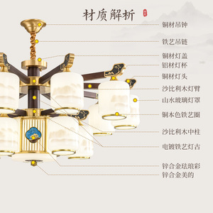 Chinese Style Chandelier Multi Head Led <b>Light</b> Round Living Room <b>Ceiling</b> Lamp With Enamel Painting Design - Product Image 1