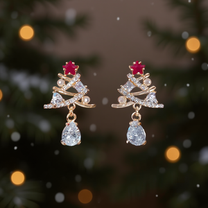 E4328 Orecchini pendenti con cristalli verdi a forma di stella placcati in oro 18 carati per le donne, gioielli carini da festa - Product Image 2