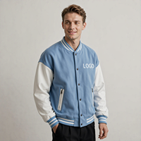 Veste pour homme personnalisée, bleu clair, style Y2K, rayée, côtelée, vintage, bomber, streetwear, oversize, manteau d'hiver